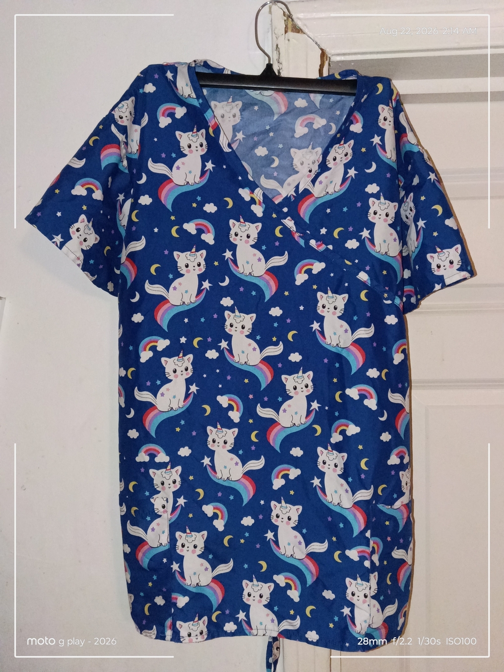 Othr Blue Unicorn Rainbow Pajama Top